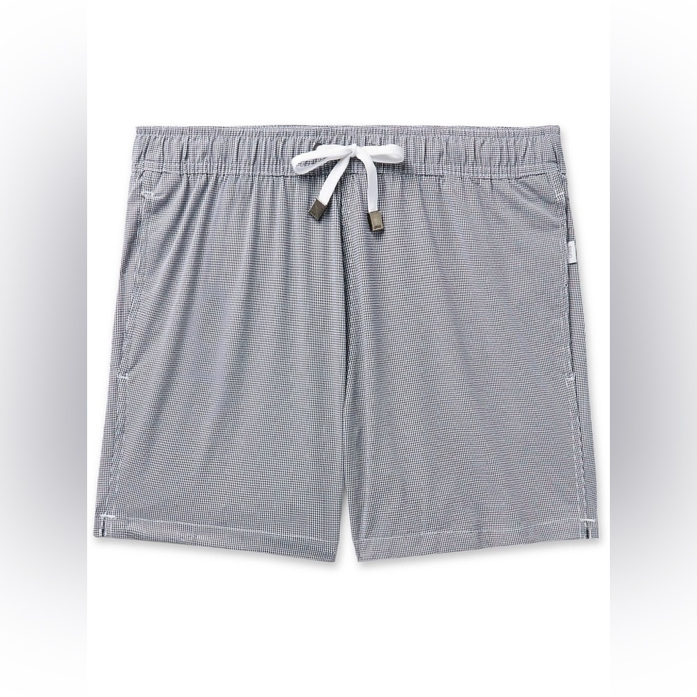 Onia Charles Short Size XL Swim Trunks Blue White Gingham Quick-Dry Mesh Lined